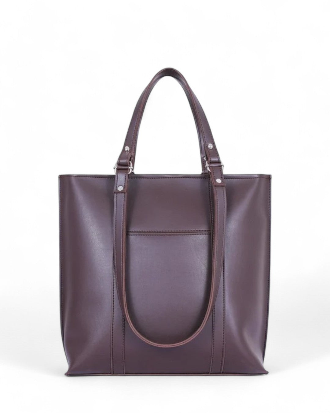 Dark Brown Double Handle Tote Bag V-143