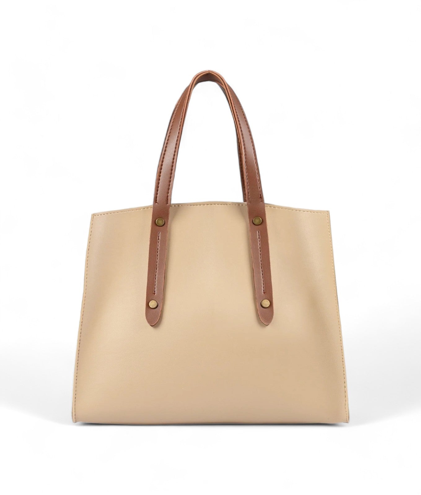 Beige Multi Compartment Satchel Bag V-101