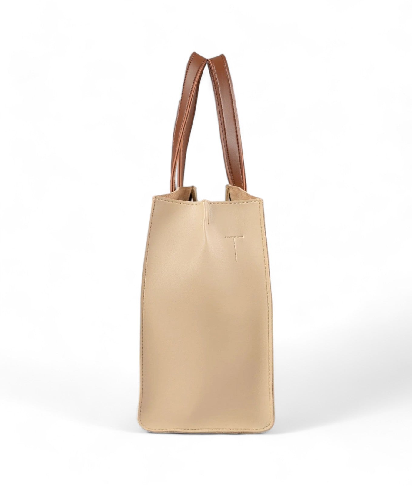 Beige Multi Compartment Satchel Bag V-101
