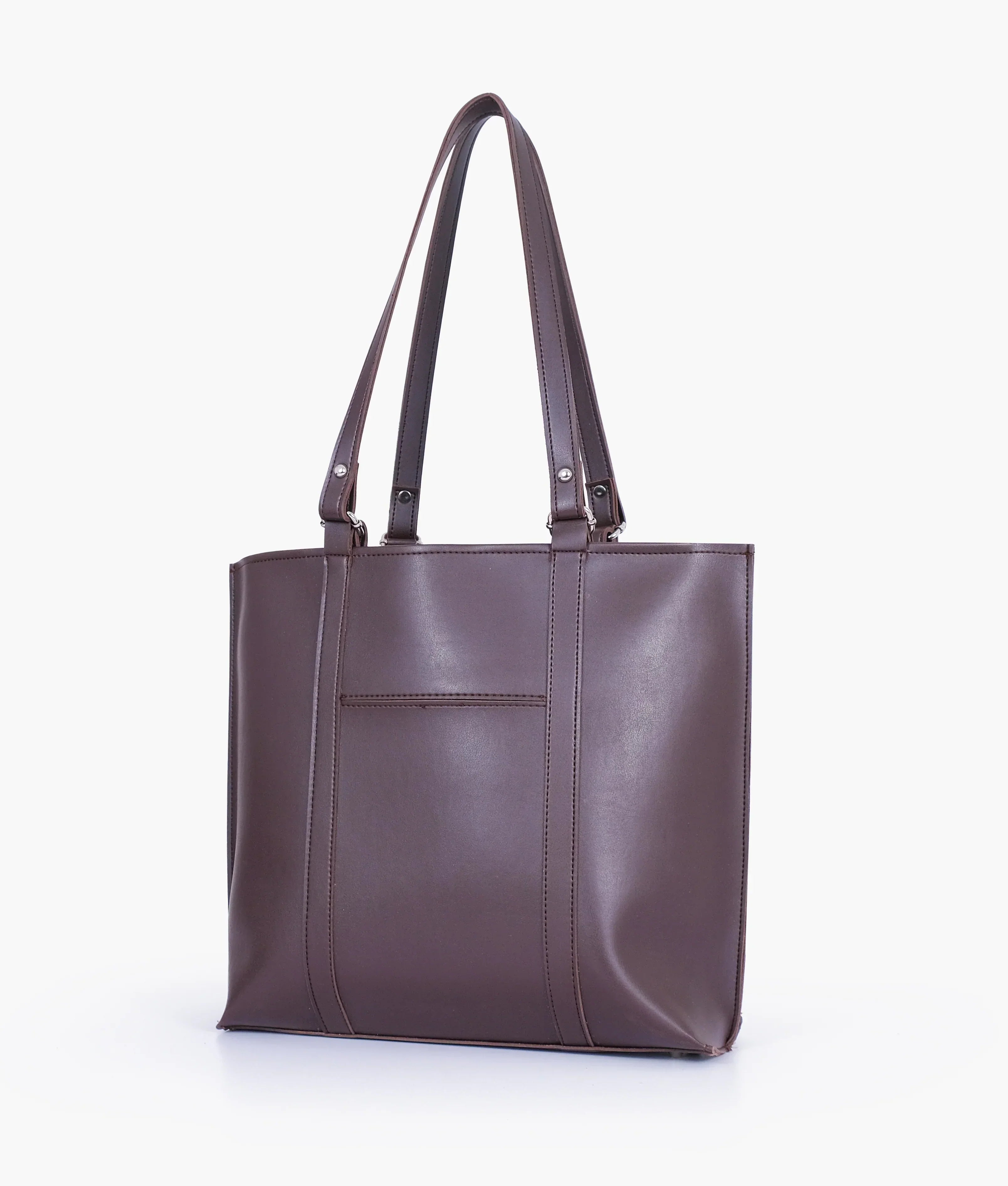 Dark Brown Double Handle Tote Bag V-143
