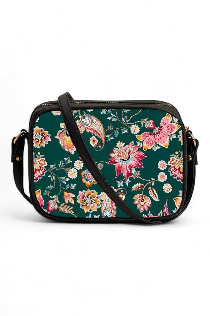 Floral Fantasy Green Print Cross body bag V-226
