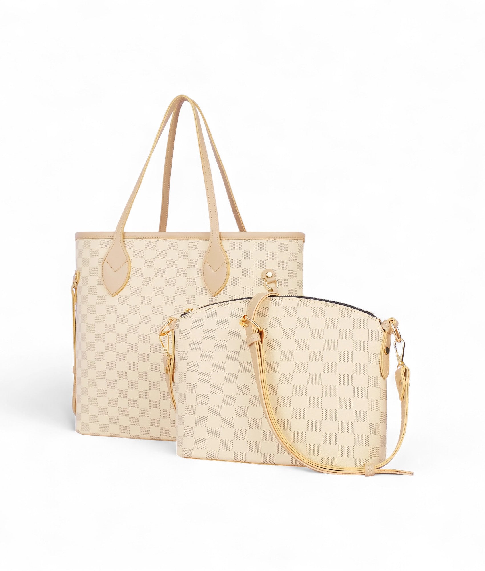 Off-white Checkered tote bag with pouch V-154