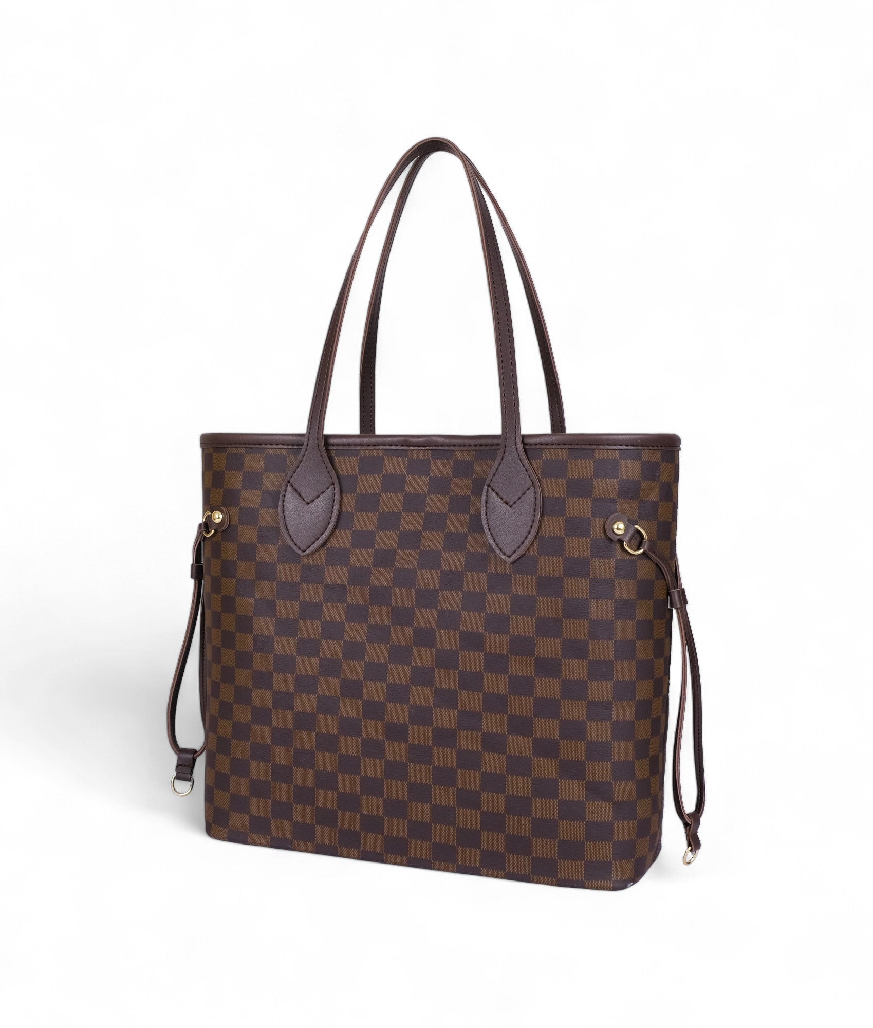 Dark brown checkered neverfull tote bag V-141
