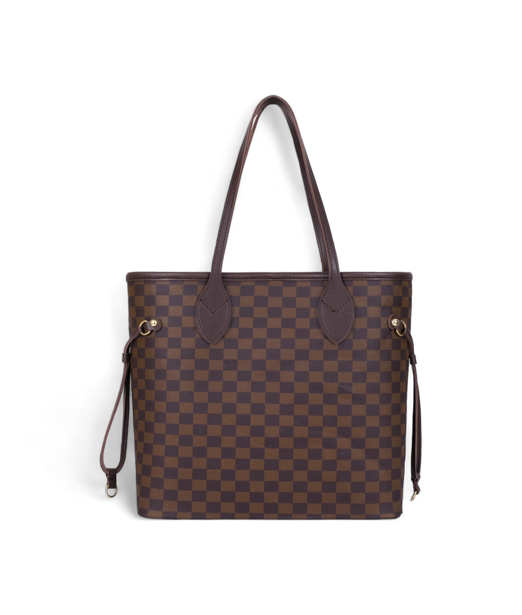 Dark brown checkered neverfull tote bag V-141
