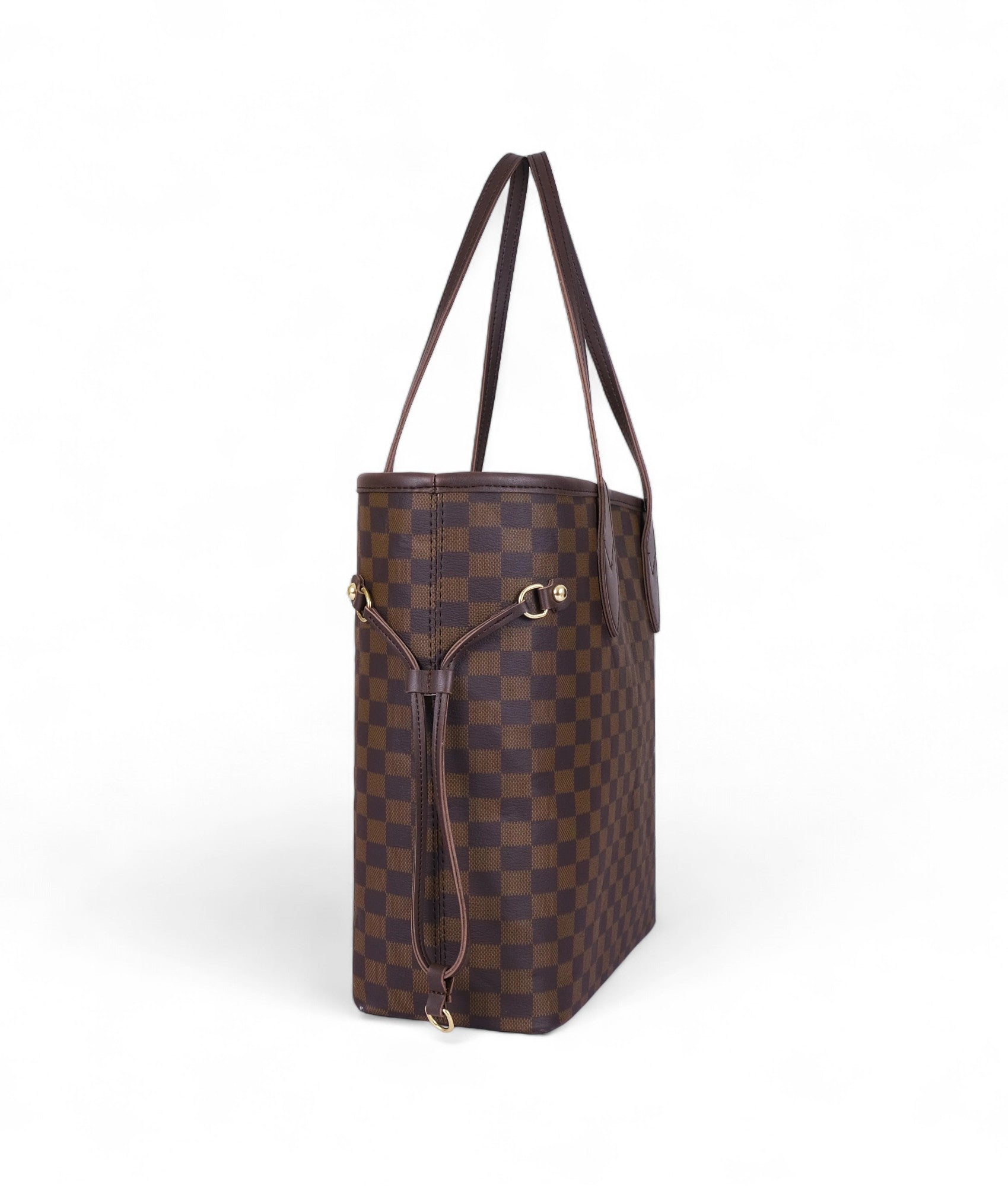 Dark brown checkered neverfull tote bag V-141