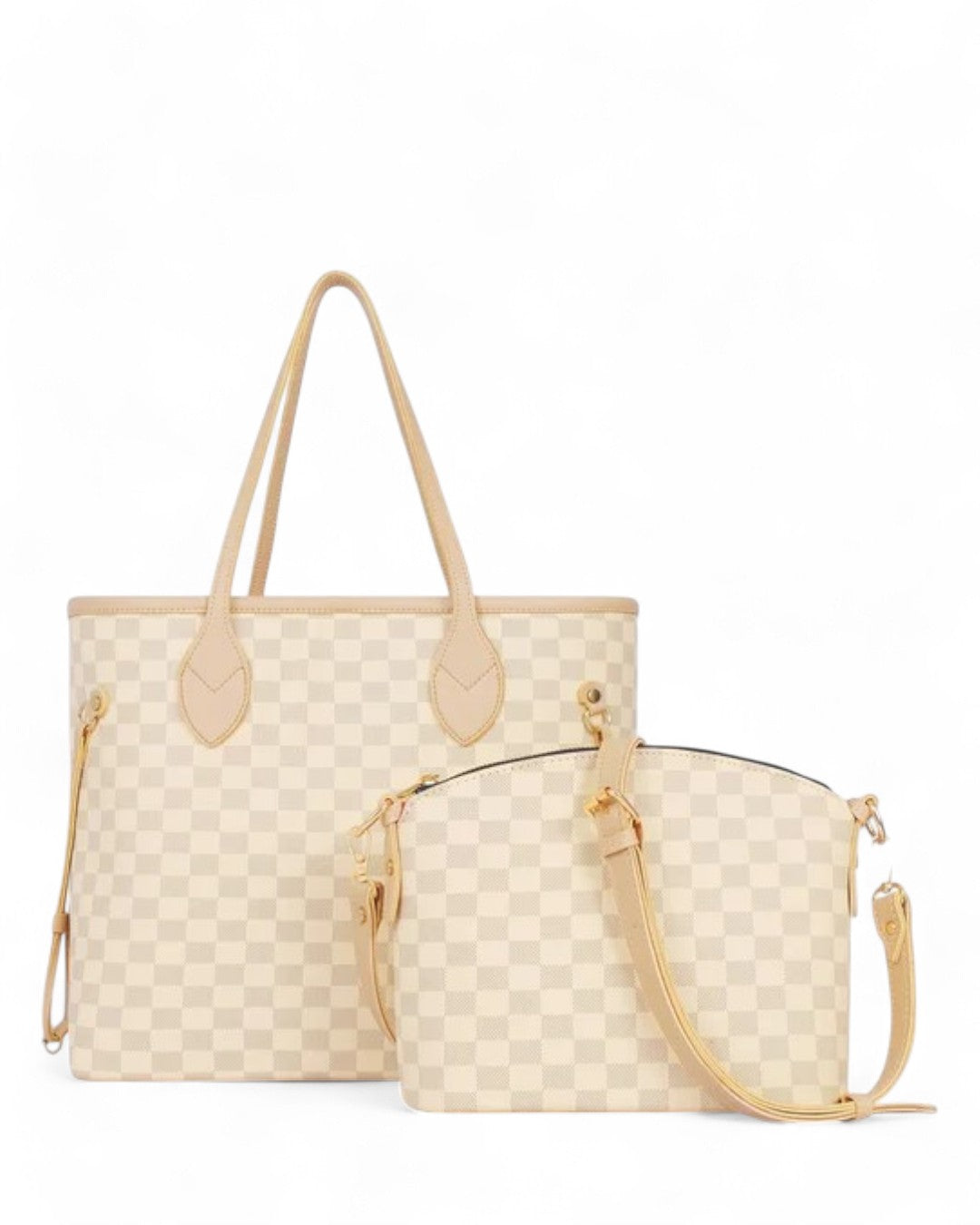 Off-white Checkered tote bag with pouch V-154