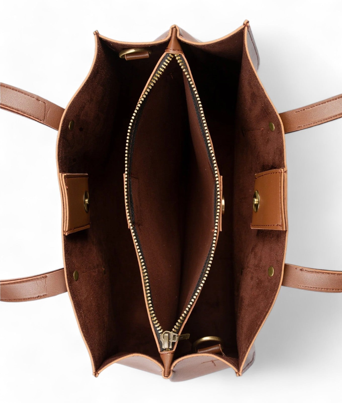 Brown Multi Compartment Satchel Bag V-129