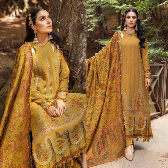 MARIA B. Dhanak 3PC Embroidered With Printed Pashmina Wool Shawl-116