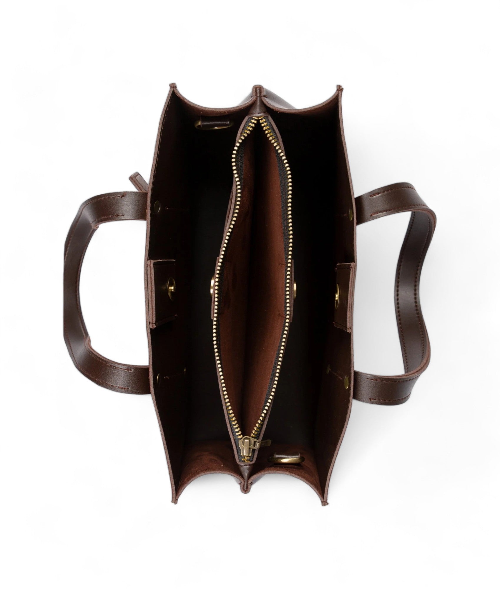 Brown Suede Multi Compartment Satchel Bag V-134