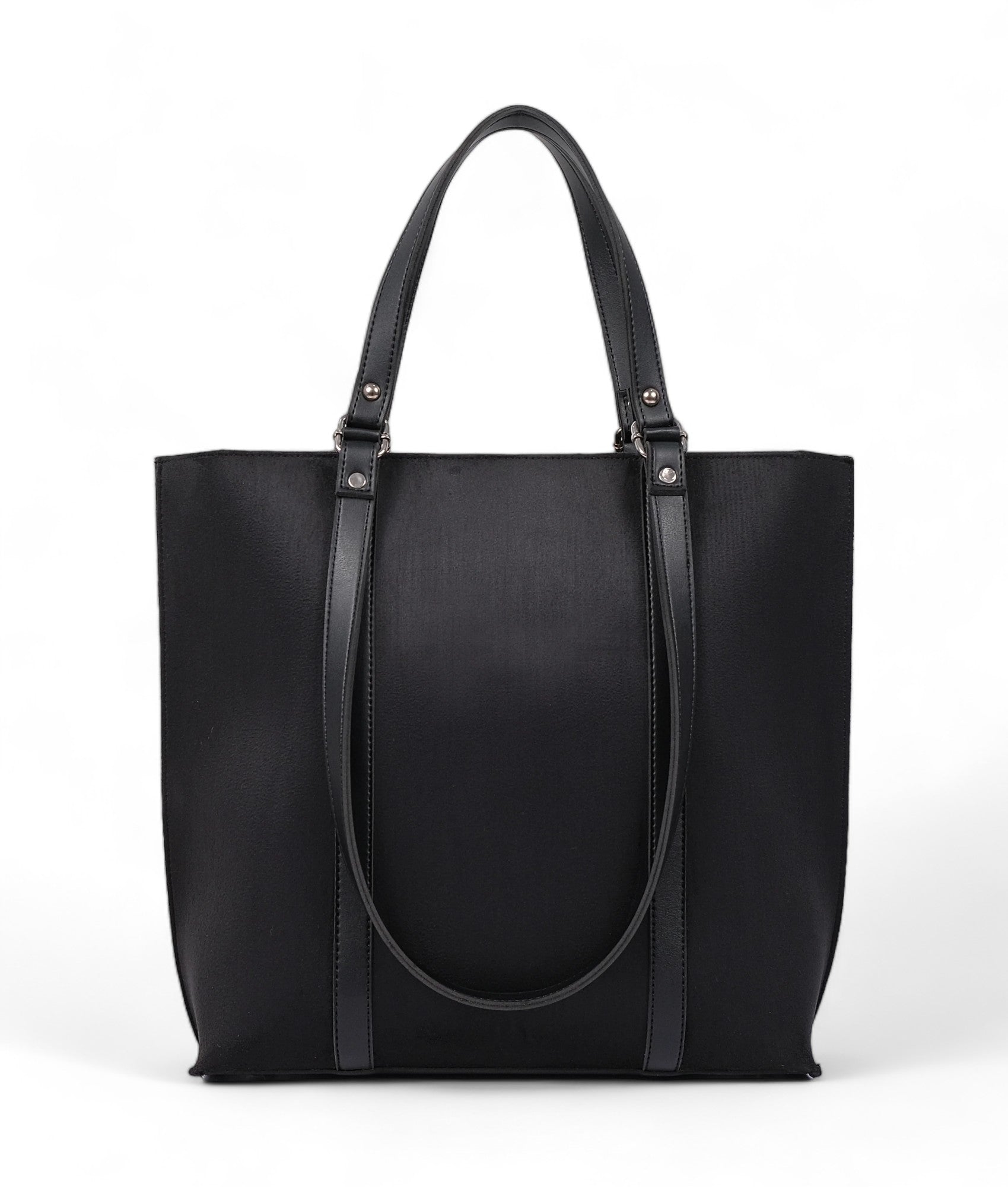 Black Suede Double Handle Tote Bag V-112