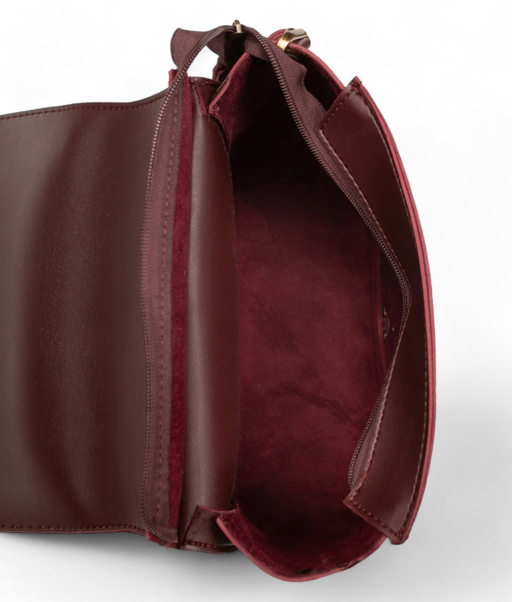 Red Suede Foldover Saddle Bag V-242