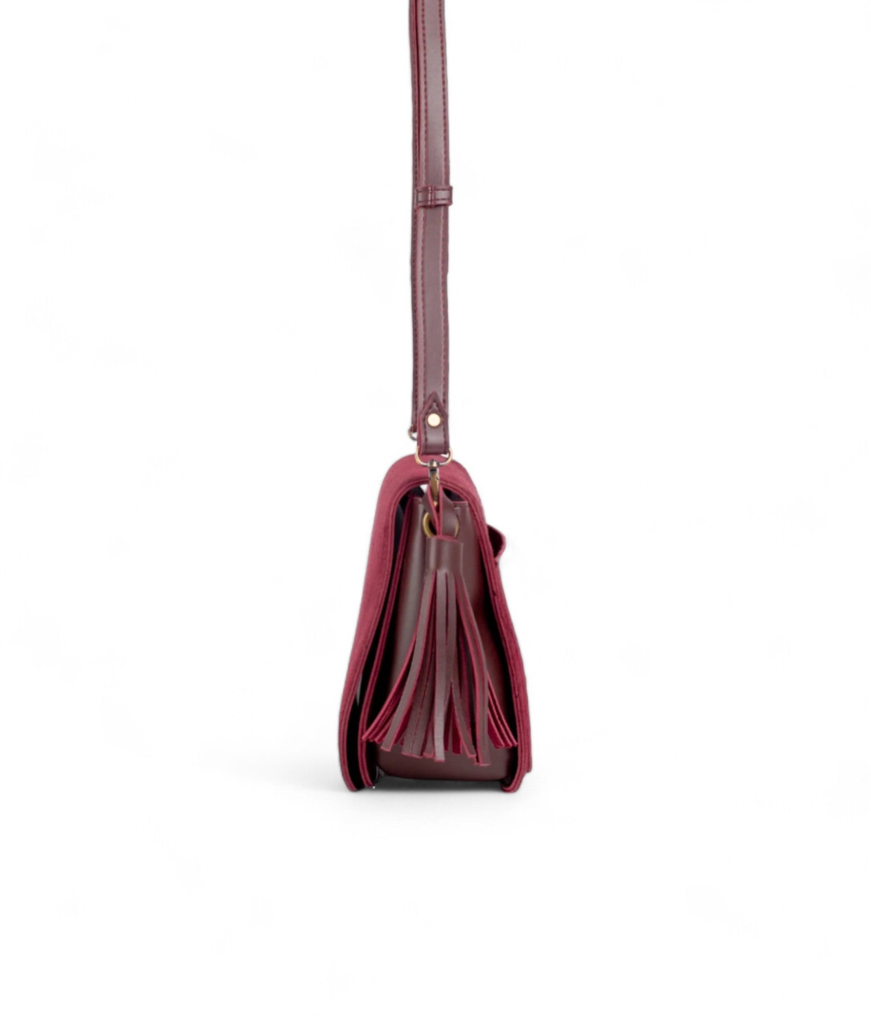 Red Suede Foldover Saddle Bag V-242