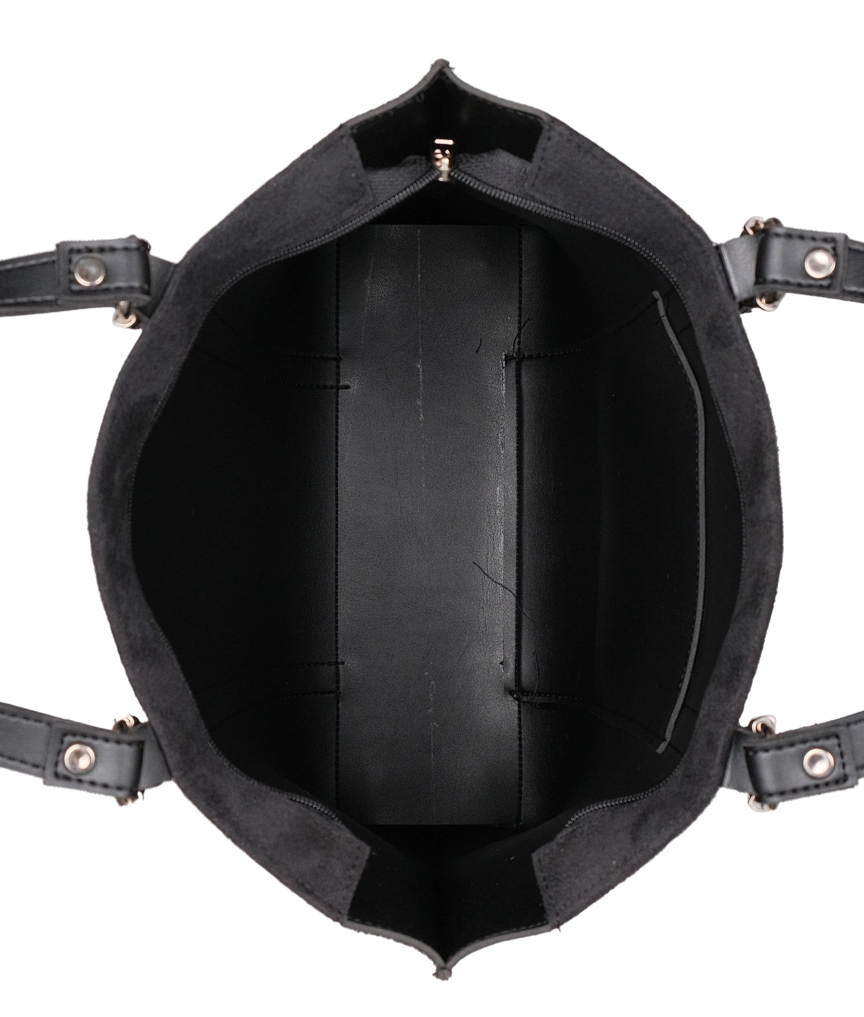 Black Suede Double Handle Tote Bag V-112