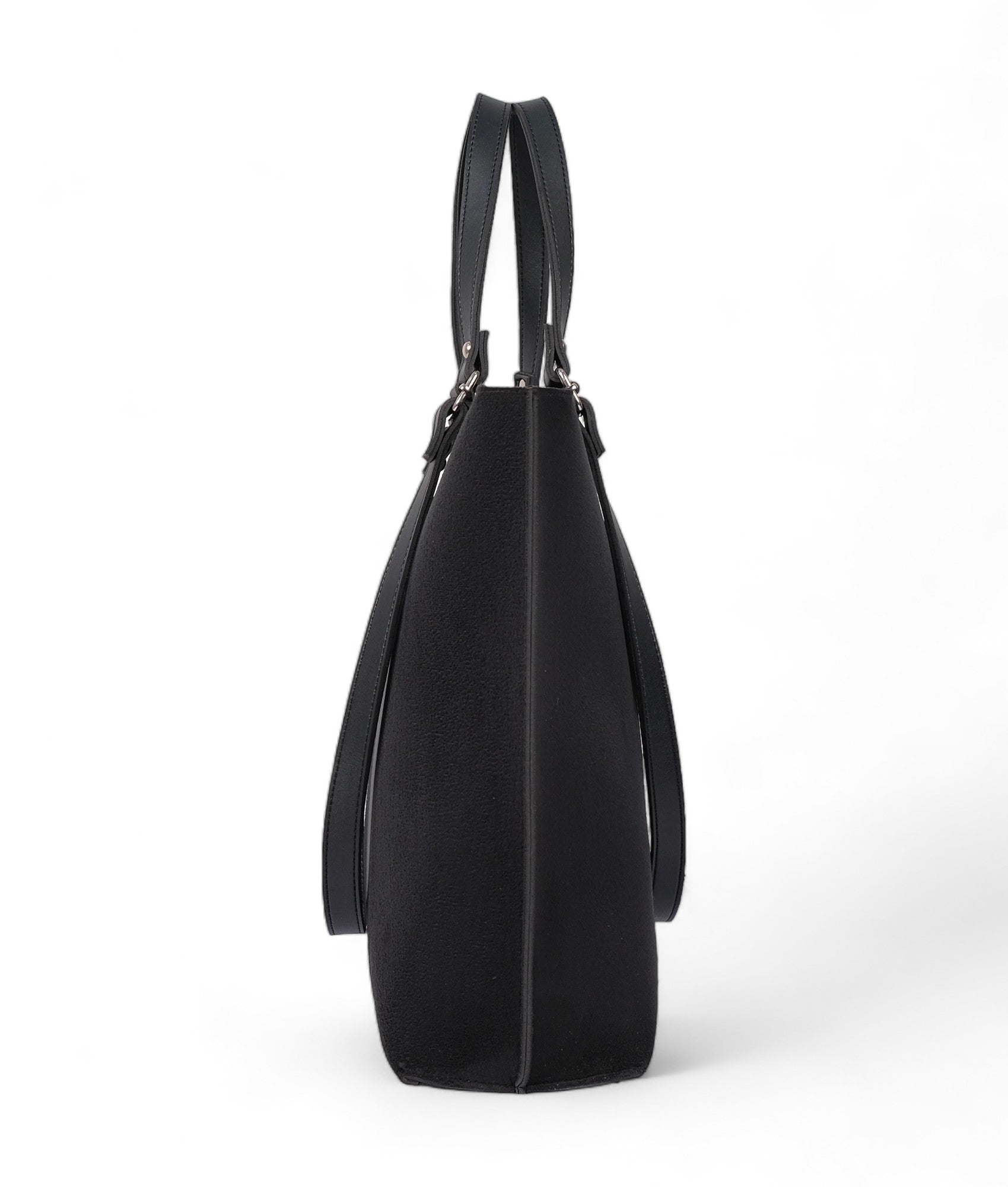 Black Suede Double Handle Tote Bag V-112