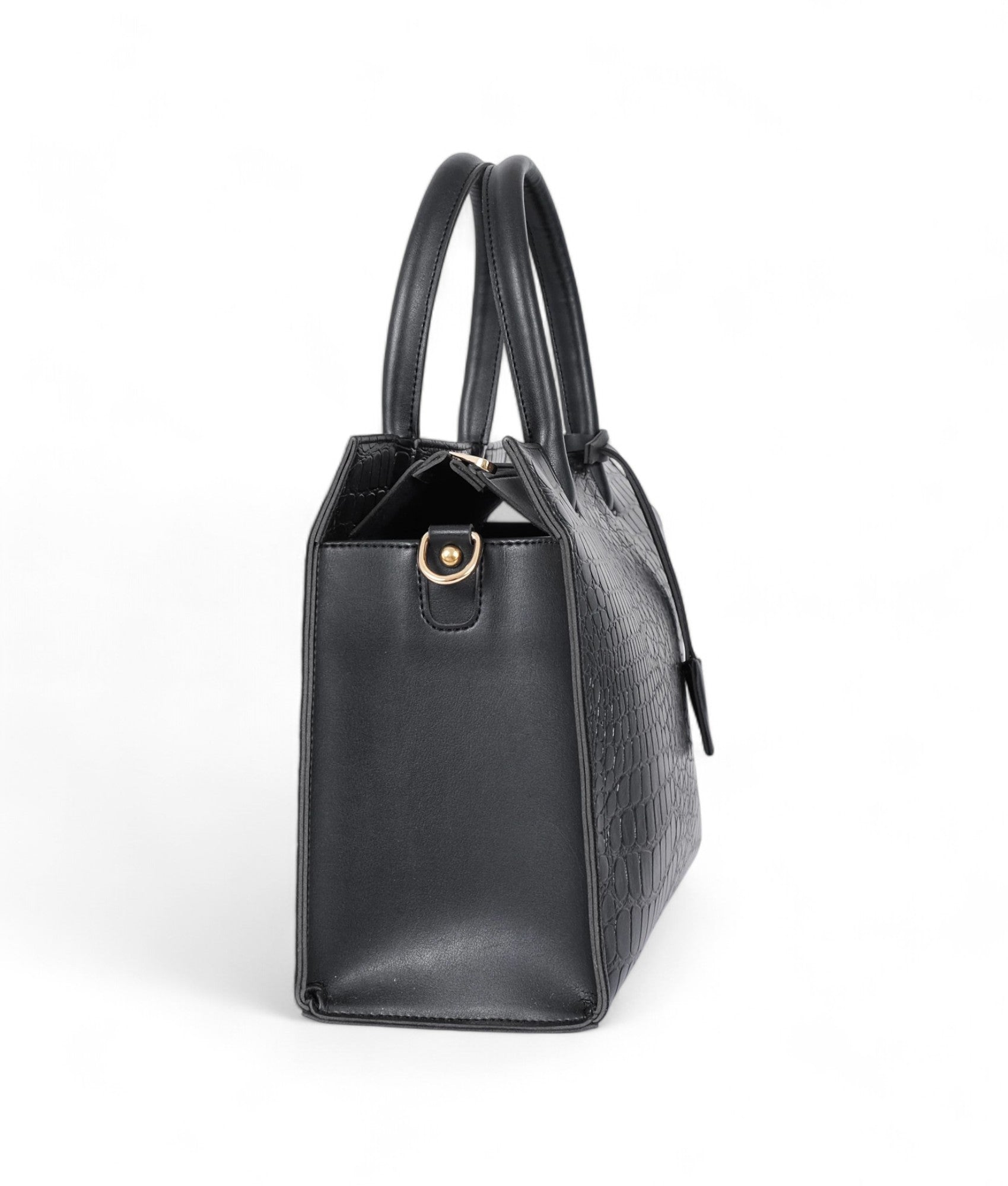 Black Retro Croc Handbag V-110