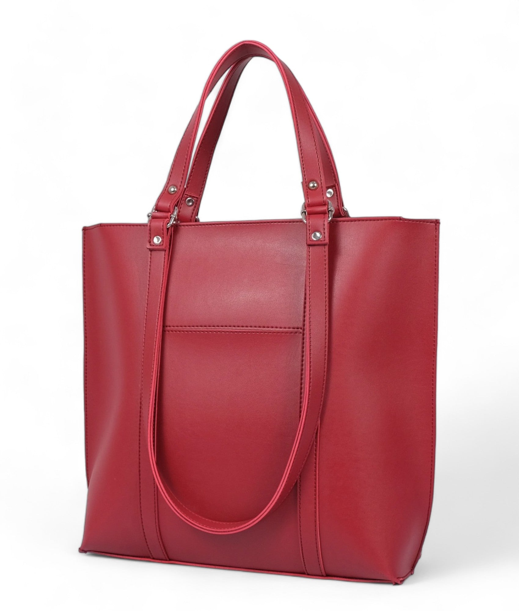 Red Double Handle Tote Bag V-157