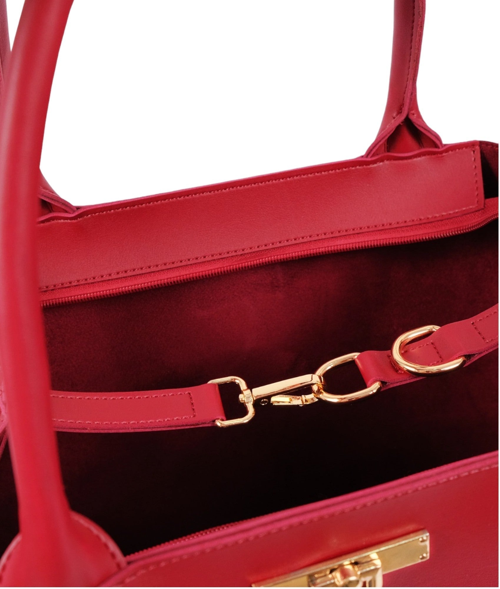 Red Zipper Tote Bag V-158