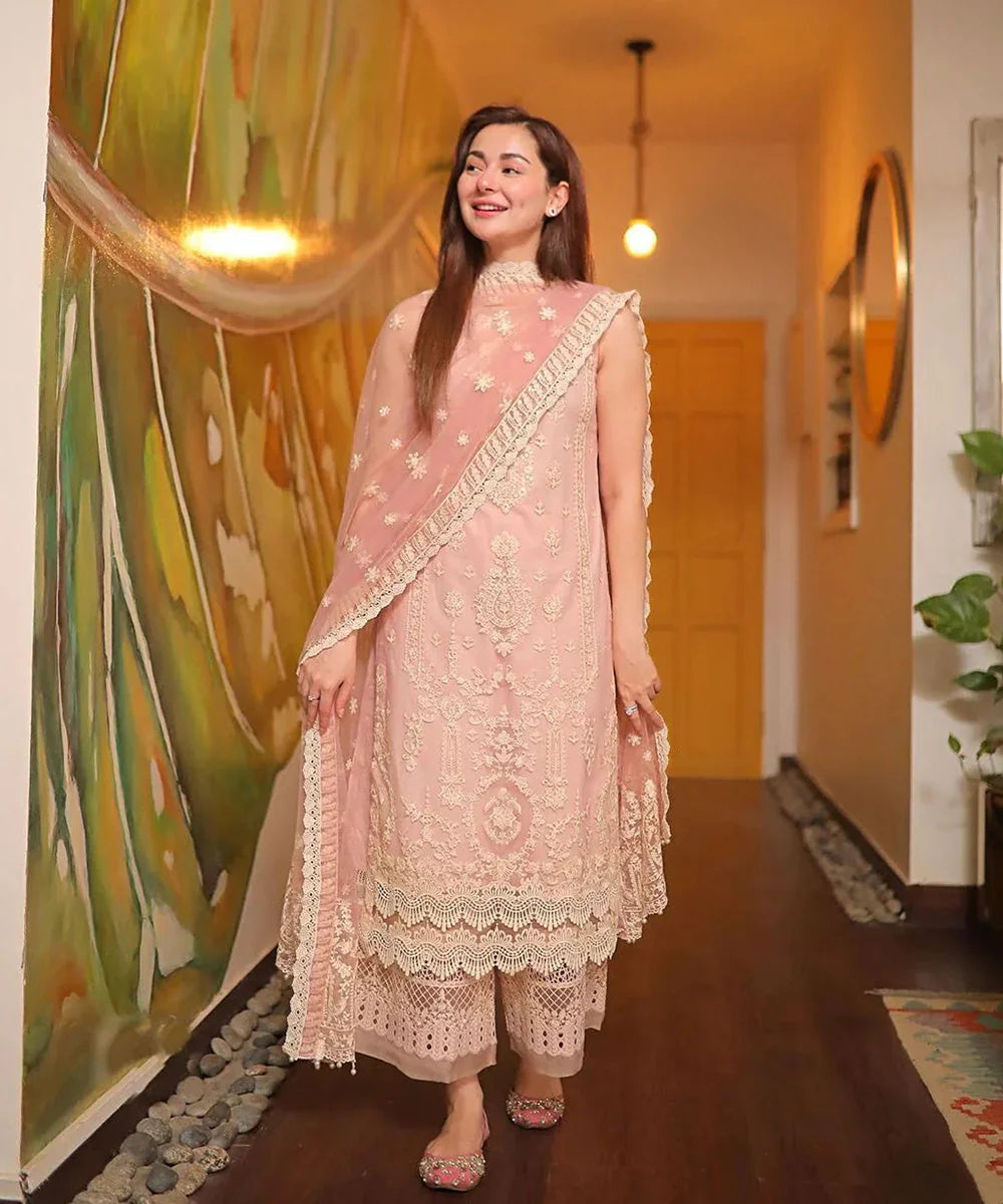 Dhanak-3PC Embroidered With Organza Embroidered Dupatta-3116