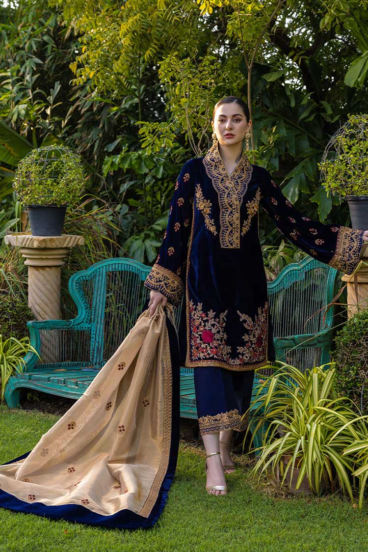 Velvet-3pc Embroidered with Masoori Embroidered Dupatta-954
