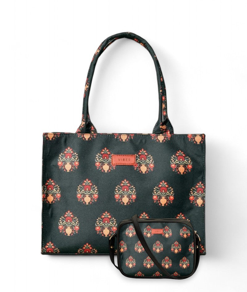Royal Print Bag With Cross Body Bag V-245