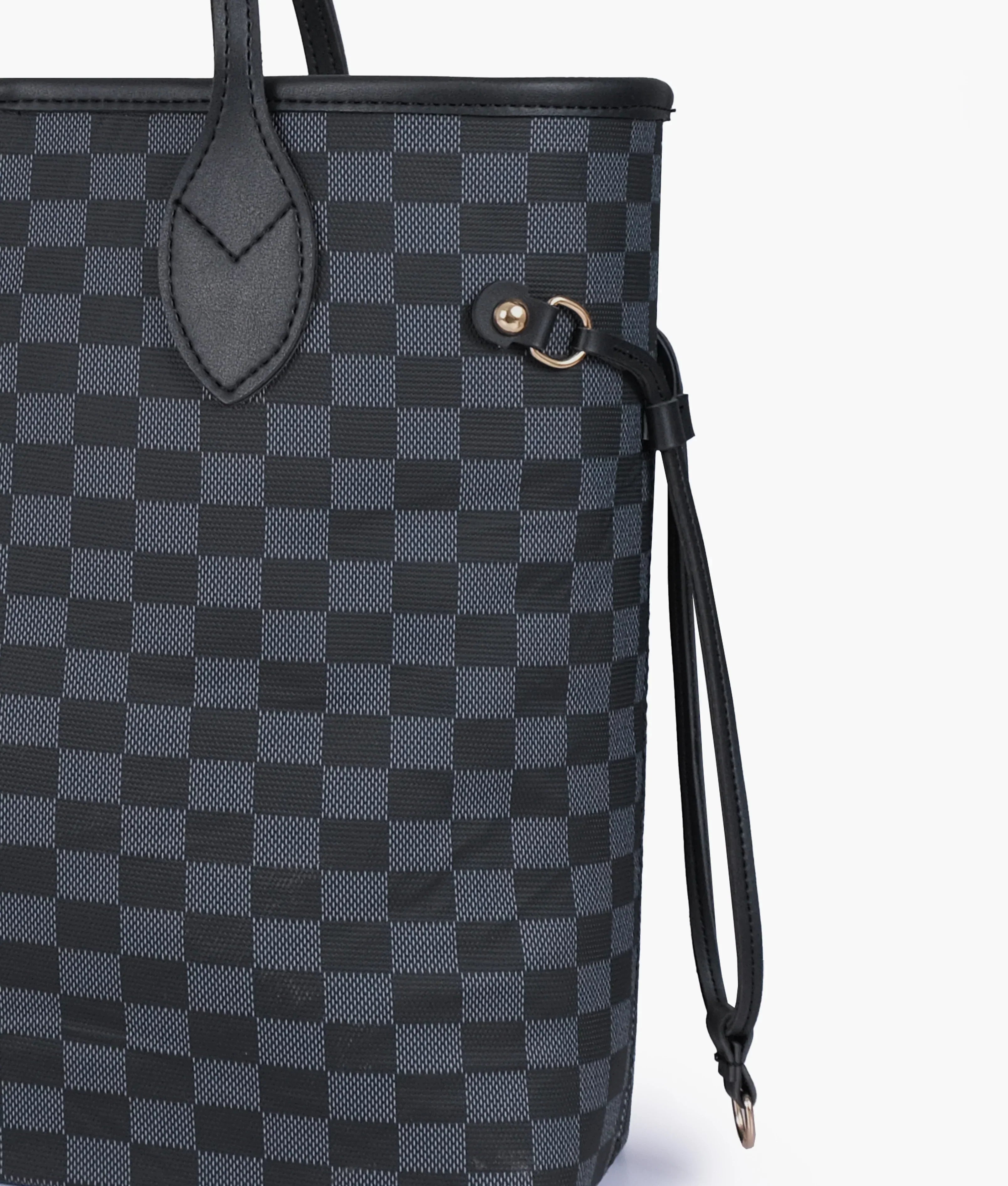 Black checkered tote bag V-103