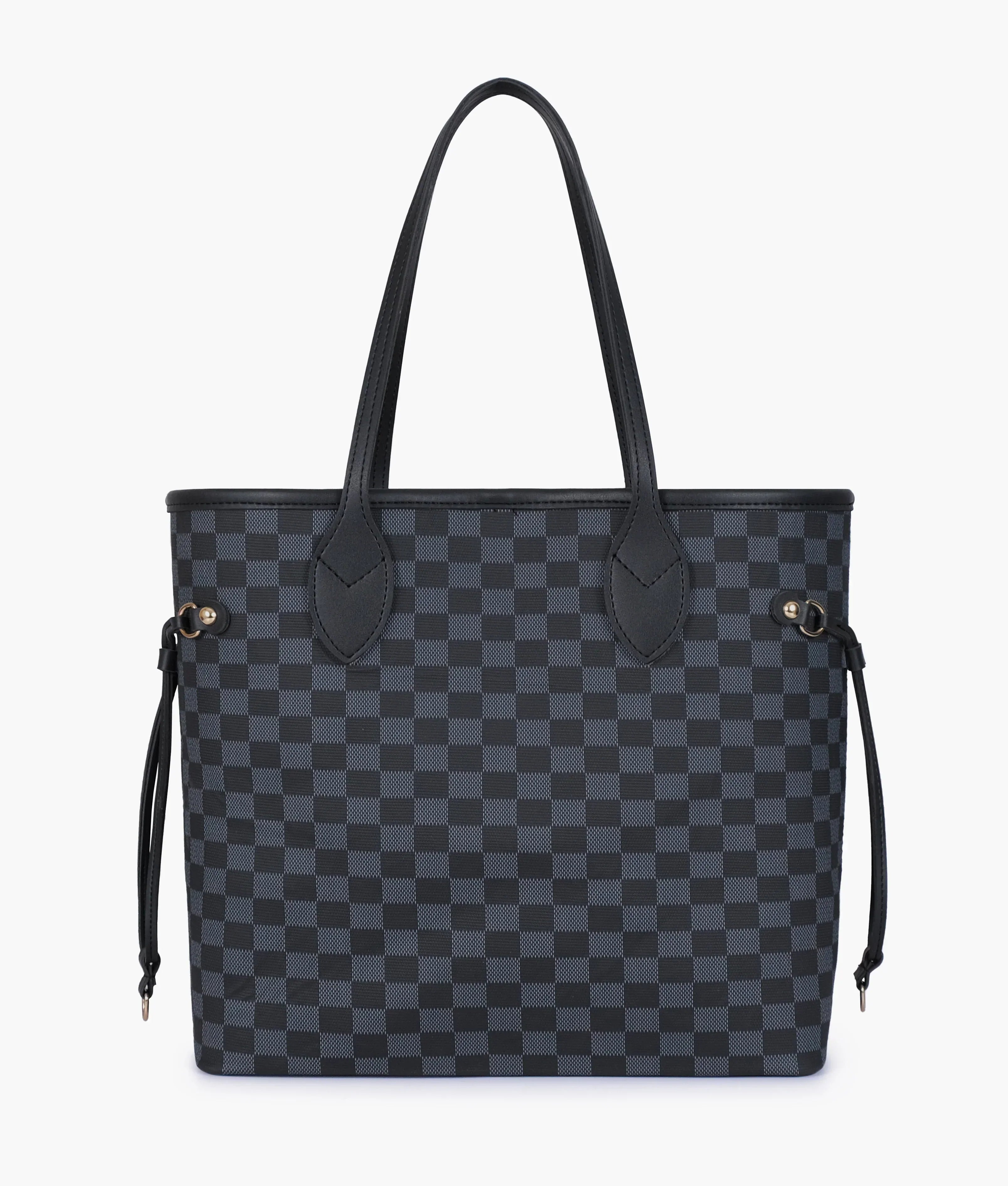 Black checkered tote bag V-103