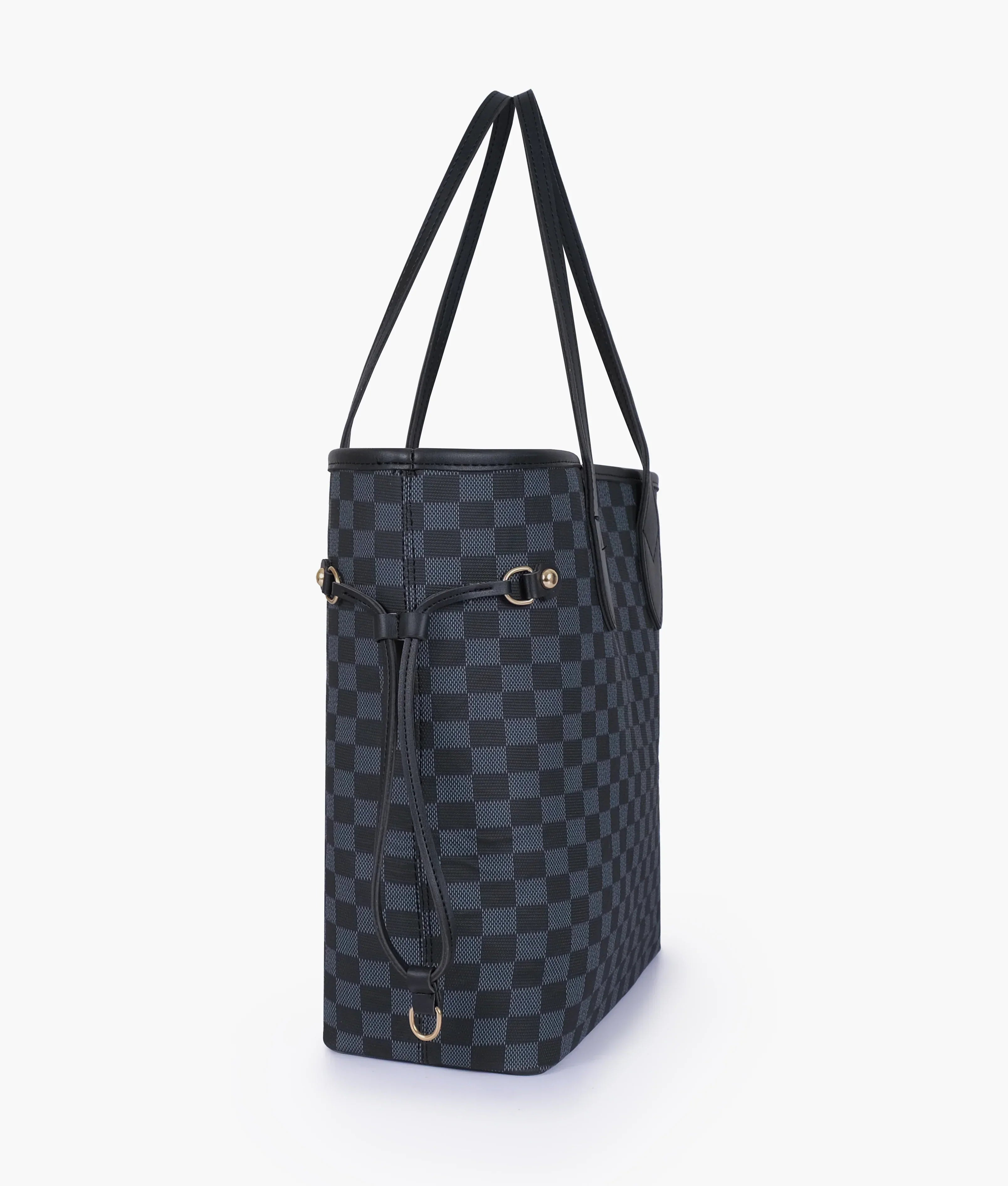 Black checkered tote bag V-103