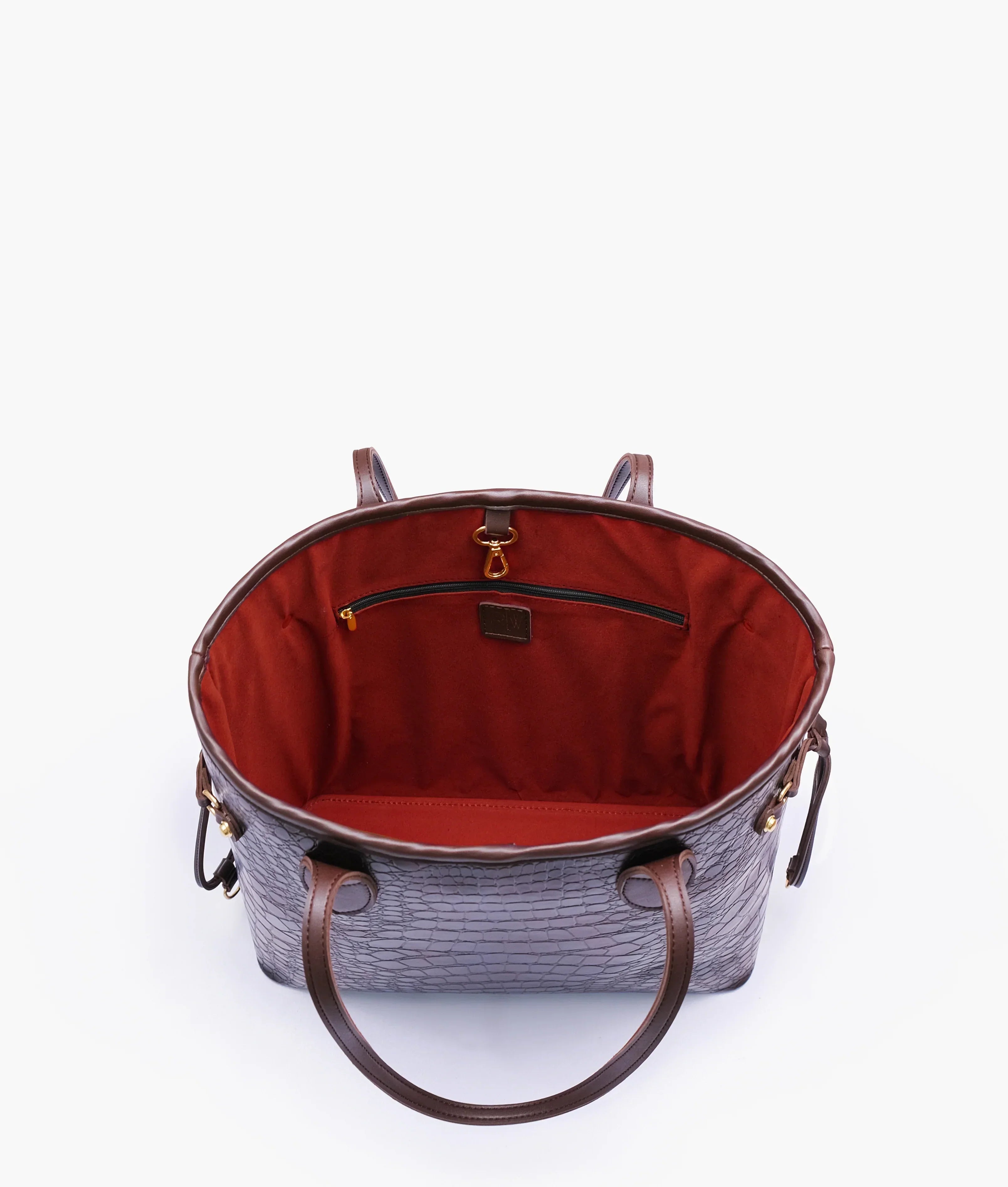Dark Brown Croc neverfull tote bag V-142