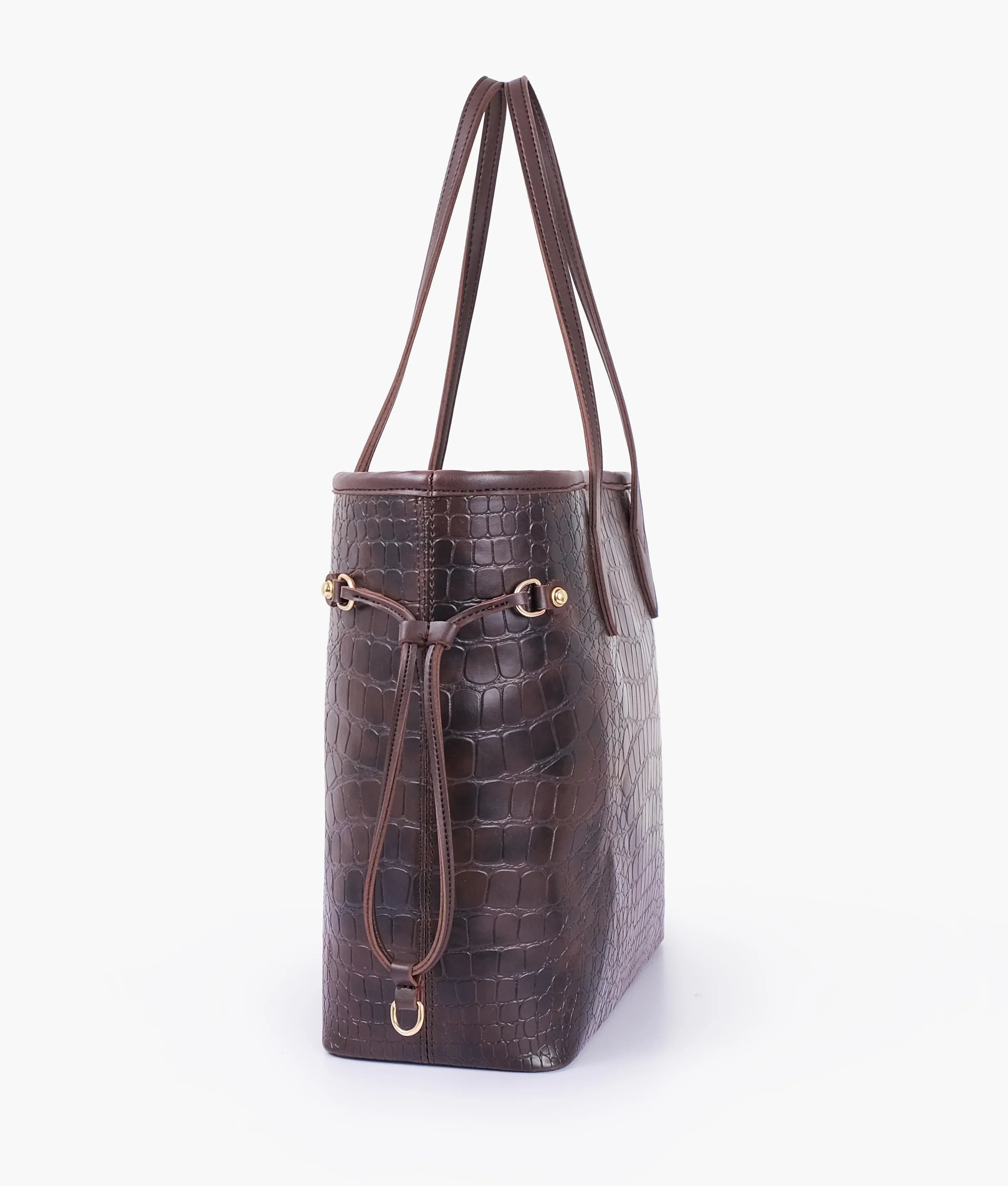 Dark Brown Croc neverfull tote bag V-142